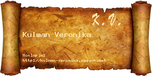 Kulman Veronika névjegykártya